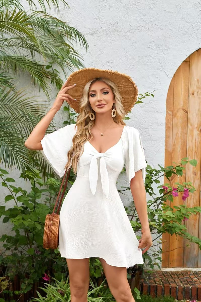 Ladies mini dress with knot detail and casual cut Ivyshape