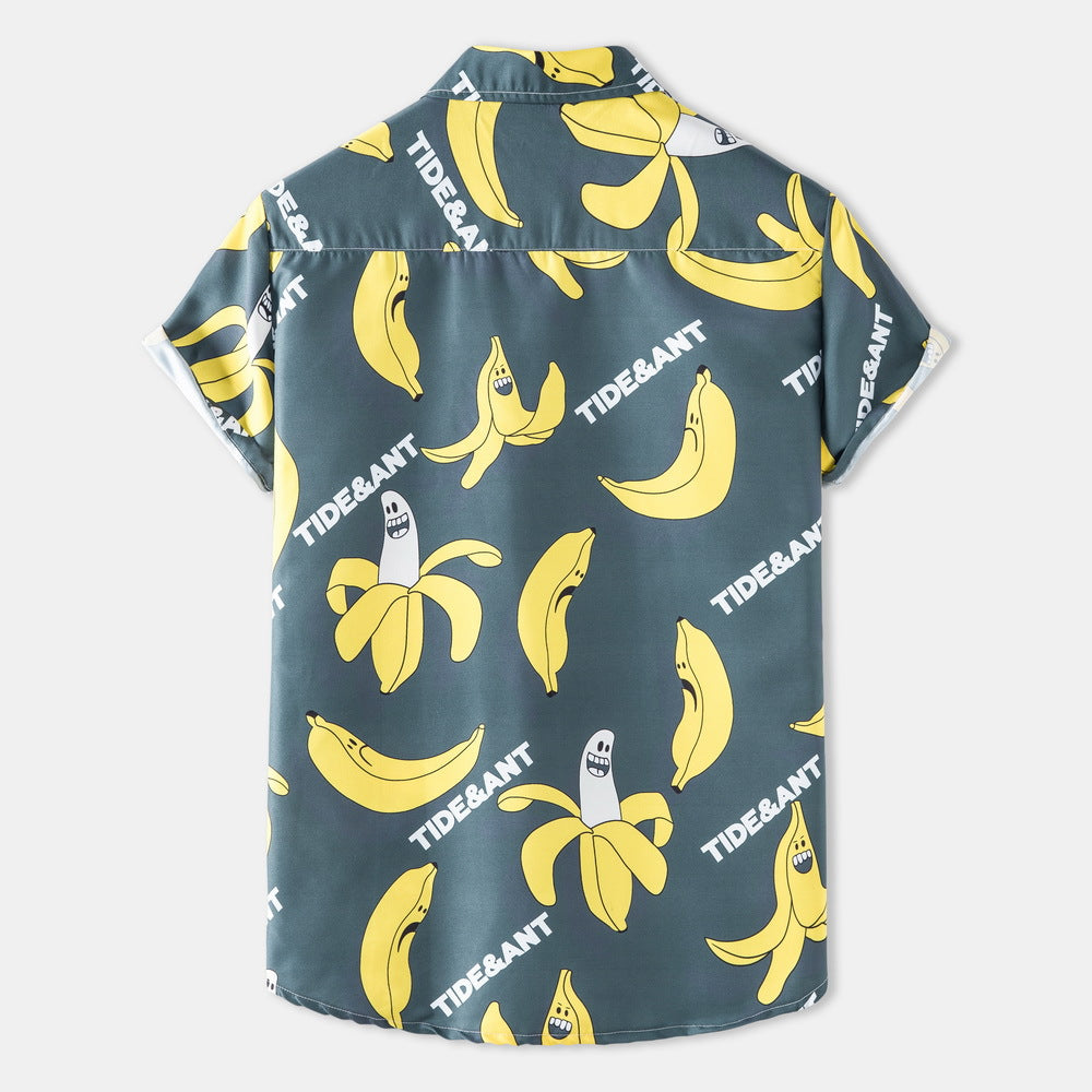 Men's short sleeve shirt with funny banana motif and unique print Ivyshape