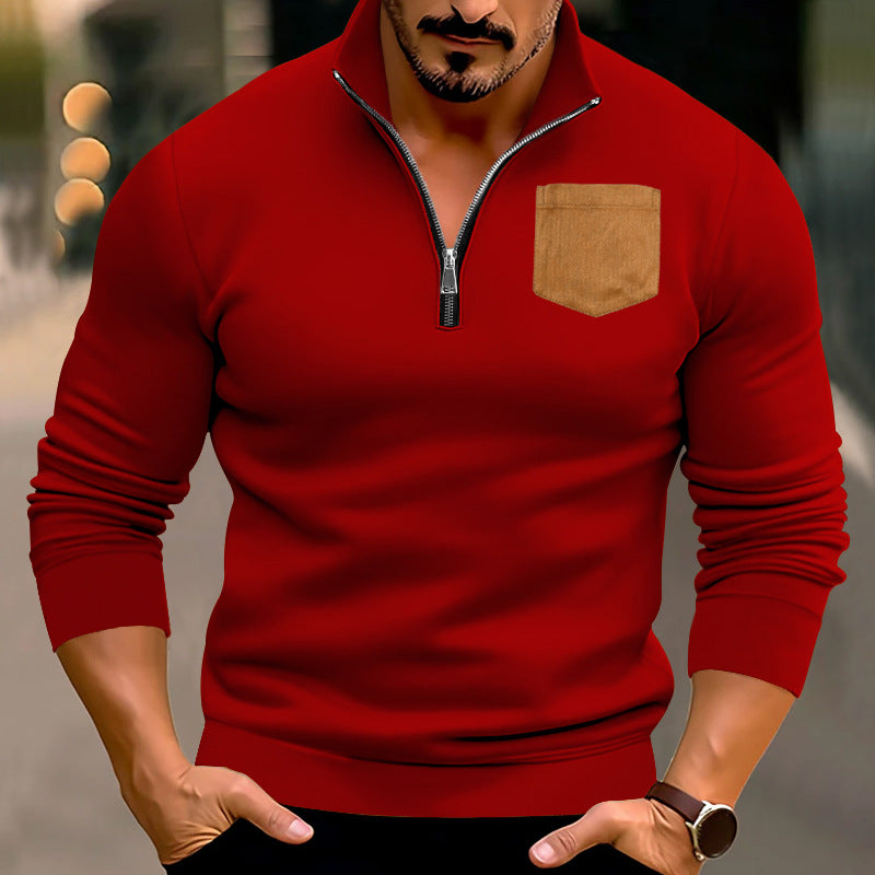 Men's stylish jumper with half zipper and stylish chest pocket Ivyshape