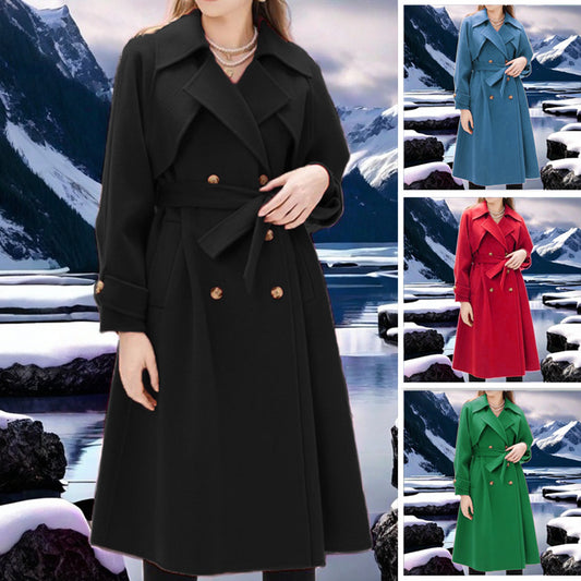 Women elegant trench coat with double button placket and fitted cut Ivyshape