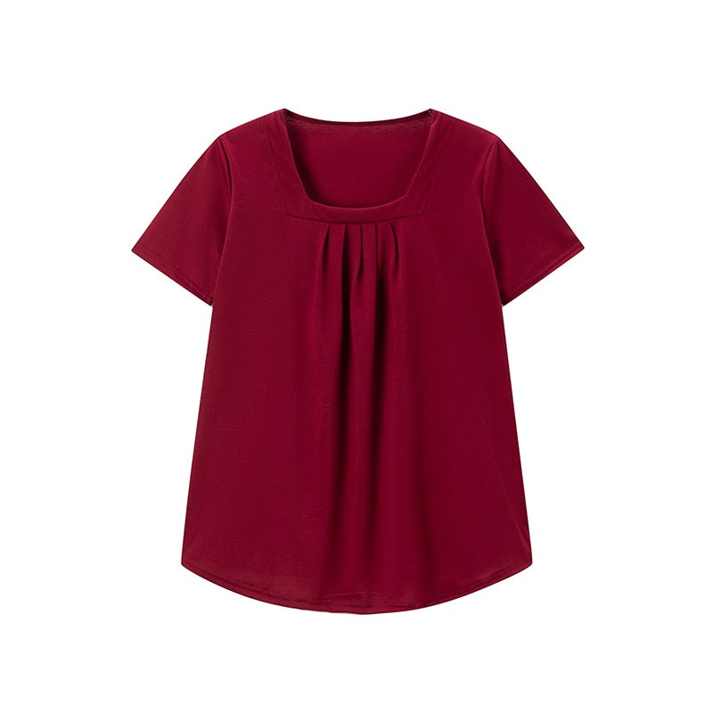 Women Pleated Square Neck Top Ivyshape
