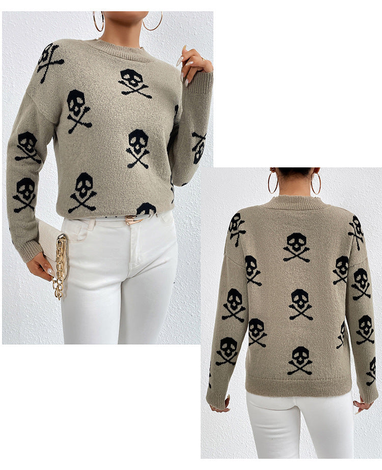 IvyShape | Skull Print Sweater