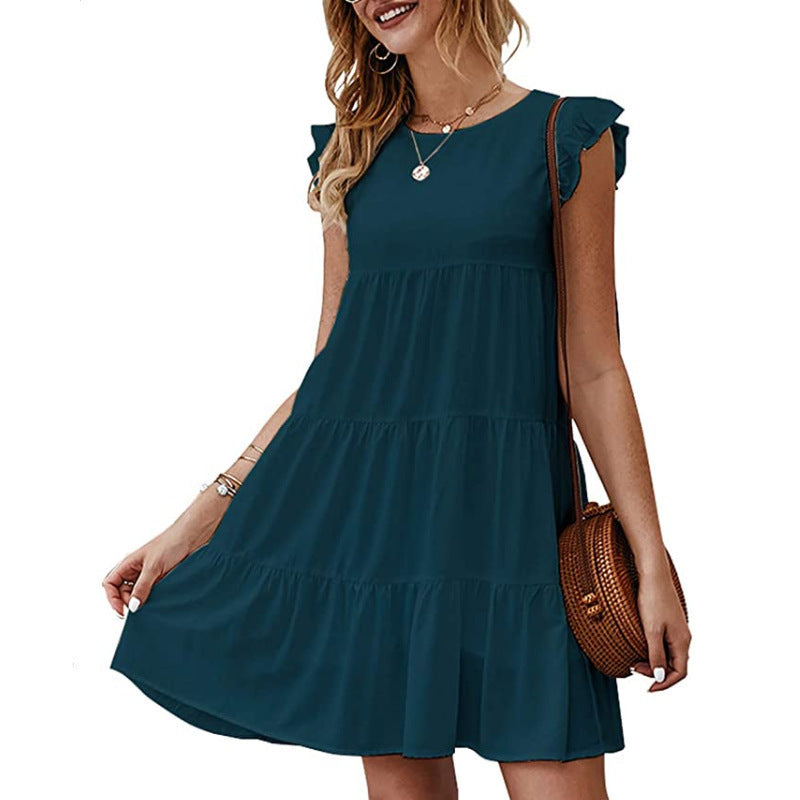 Ladies casual leisure dress in airy style with ruffle details Ivyshape