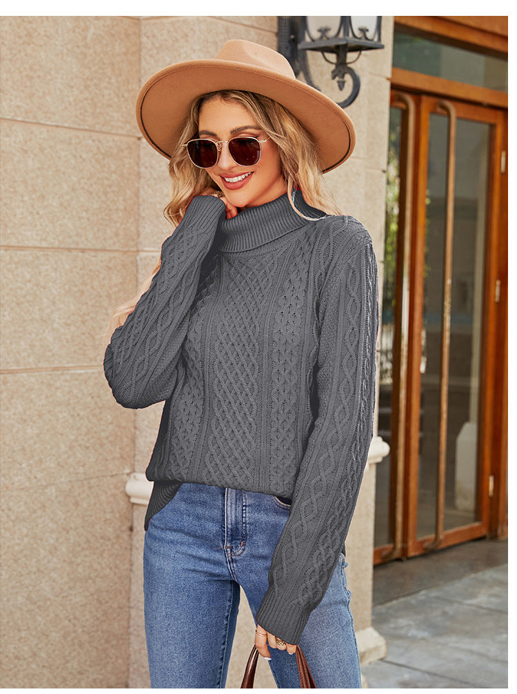 IvyShape | Twisted Turtleneck Simple Knit Top