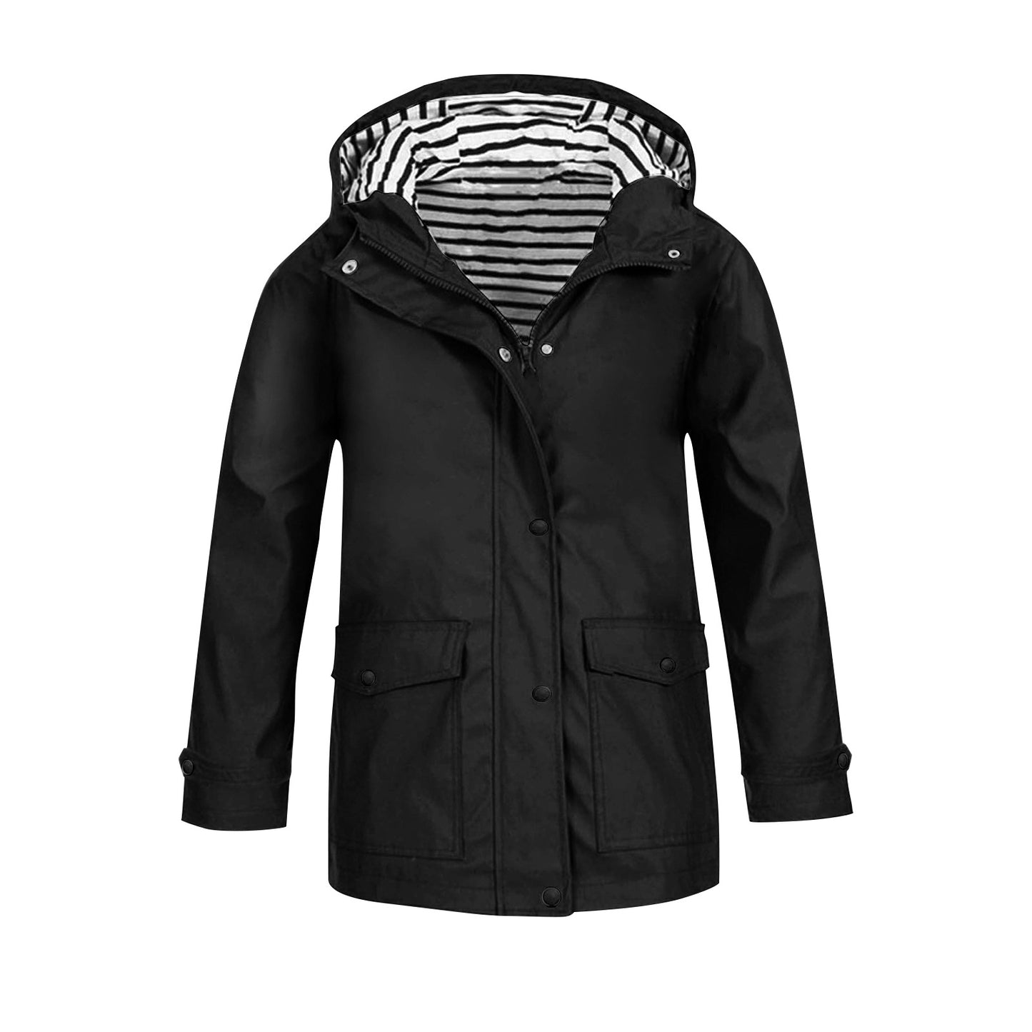 Women's jacket with practical pockets and adjustable hood collar Ivyshape