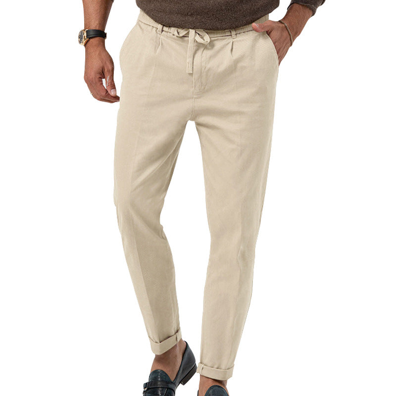 Men's relaxed chino pants with adjustable drawstring and side pockets Ivyshape