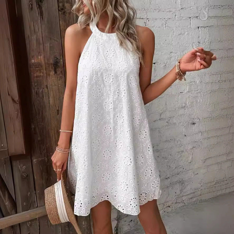 Women Eyelet Collar Dress Ivyshape