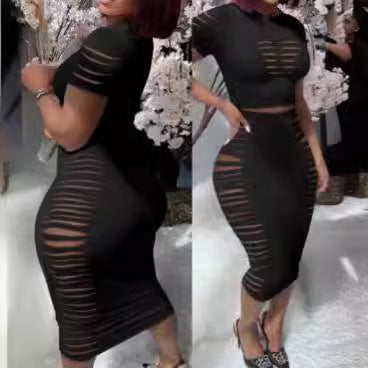 Women Figure-hugging Midi Dress with Cut-Out Details Ivyshape