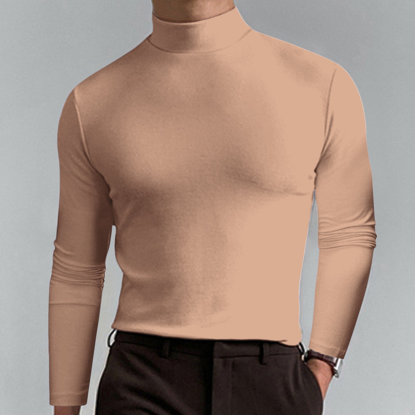 Men's High-Quality Turtleneck Sweater Made from Fine Cotton Blend Ivyshape