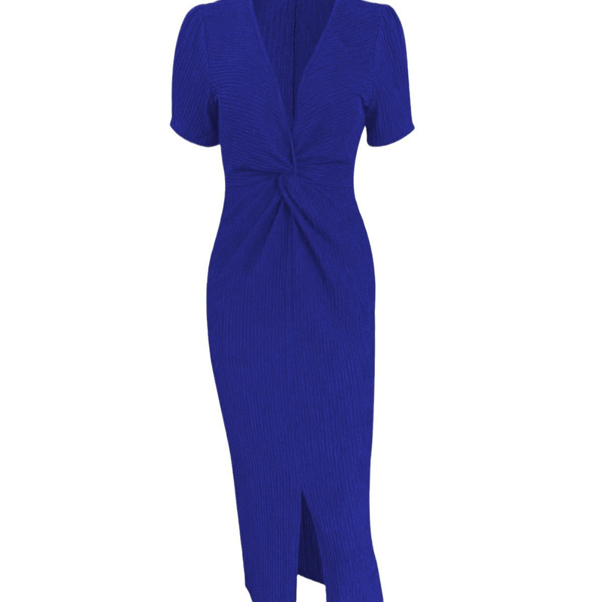 Women Elegant Wrap Dress with Structured Sleeves and Side Slit Ivyshape