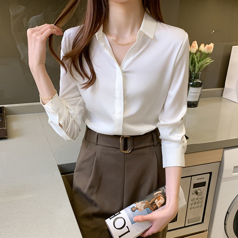 Ladies Elegant and Comfortable Blouse with Fine Collar Ivyshape