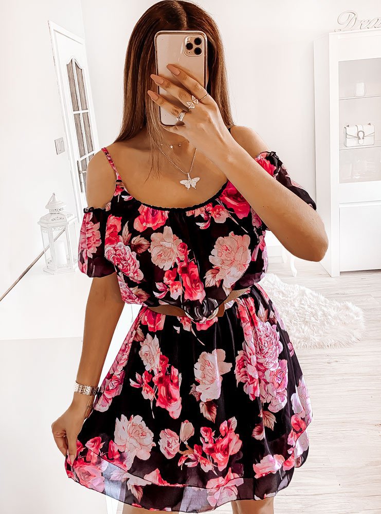 Ladies summer dress with fresh floral pattern and elastic top Ivyshape