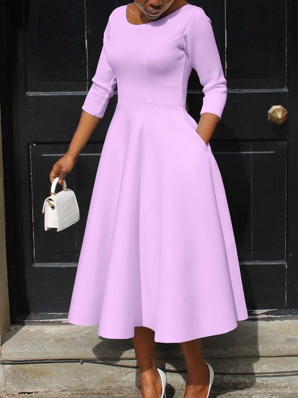 Ivyshape | 3/4 Sleeve Swing Dress