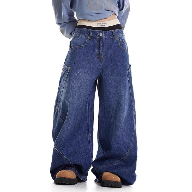 Ladies Baggy Jeans with wide cut and practical cargo pockets Ivyshape