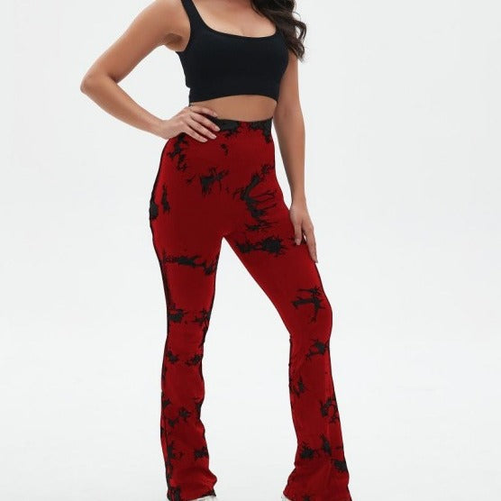 Women's Sporty Wide-Leg Training Pants with Fashionable Tie-Dye Pattern Ivyshape