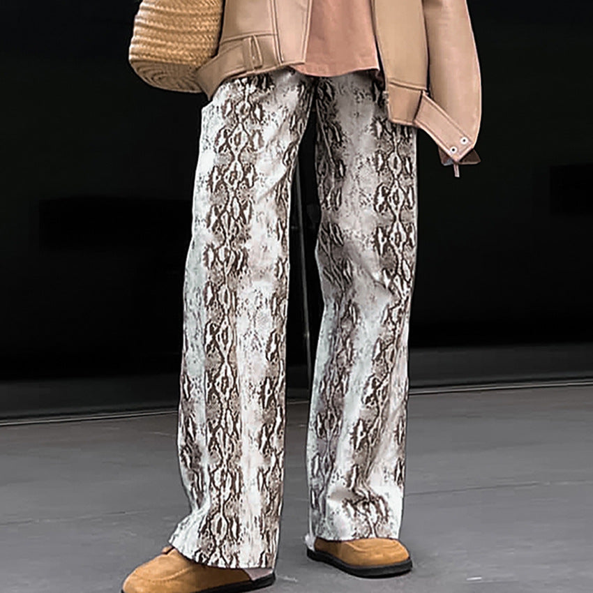 Women Elegant Snake Print Pants Ivyshape