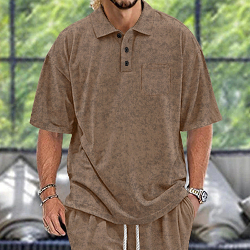 Men's polo shirt with textured design and practical buttons Ivyshape