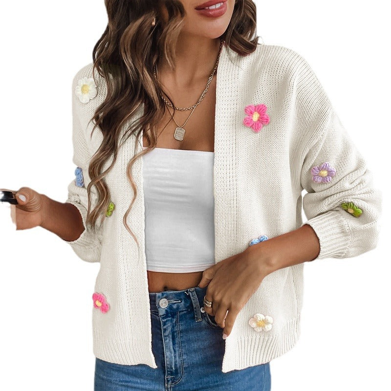 IvyShape | Hand-crocheted floral knitted cardigan