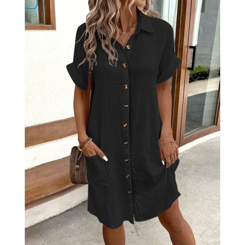 Women's Button Closure Shirt Dress Ivyshape