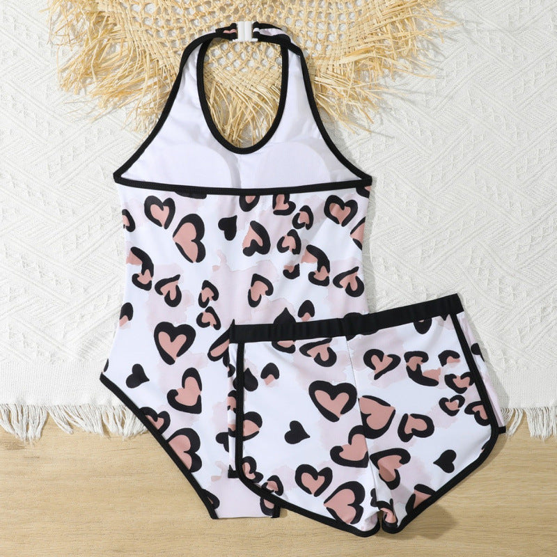 Women's swimsuit set with playful heart pattern and high leg cut Ivyshape