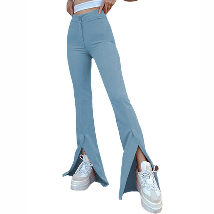 Ladies fashionable high-waist pants with a slim fit and flared leg Ivyshape