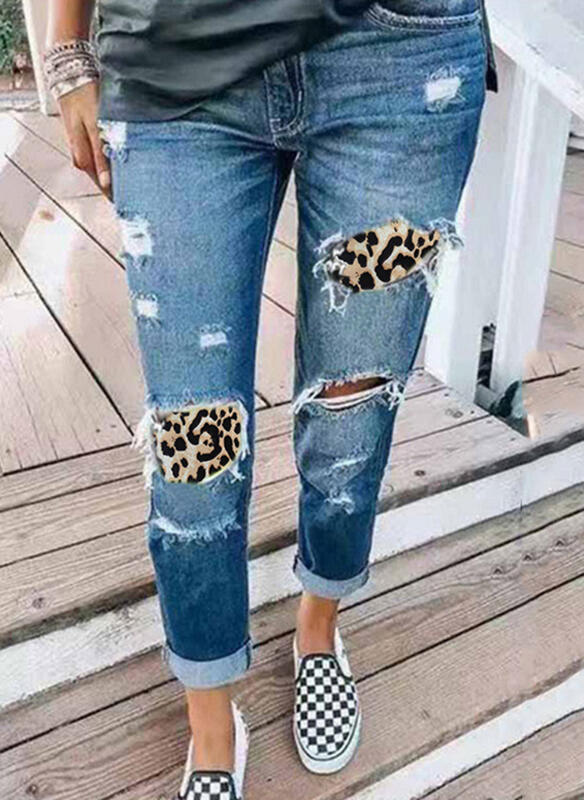 Women's Boyfriend Jeans with Creative Applications Ivyshape
