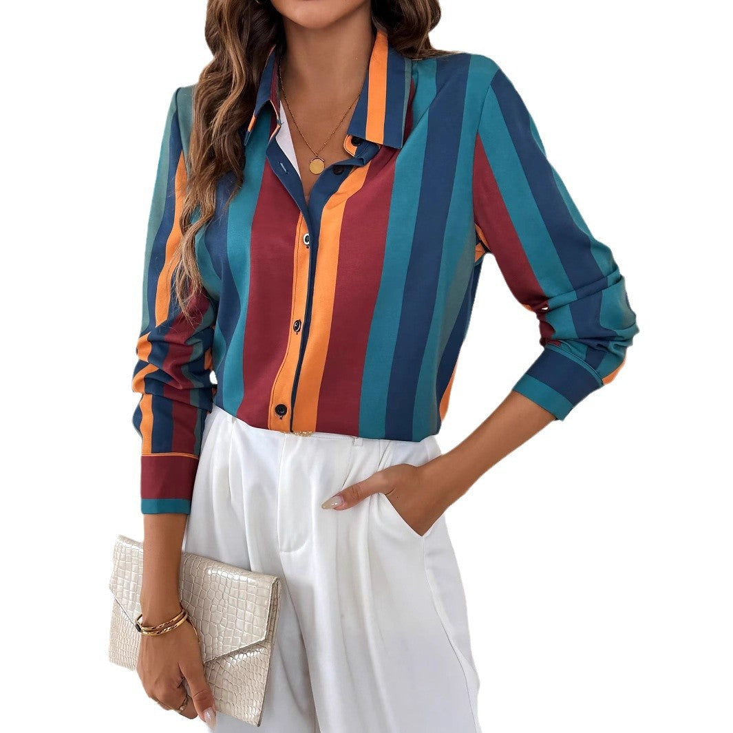 IvyShape | Striped Casual Color Block New Top