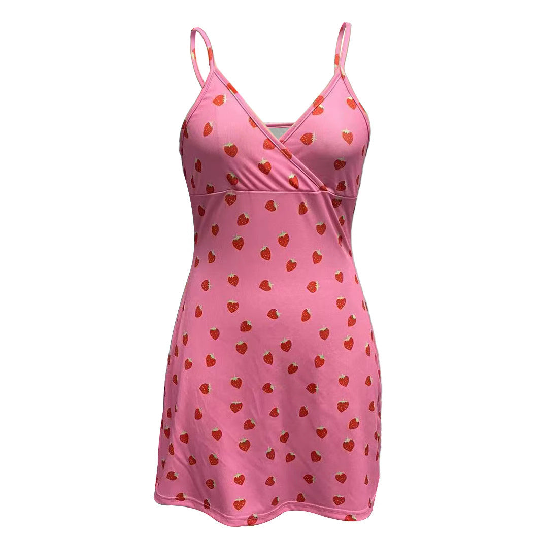 Women's mini dress with refreshing strawberry design Ivyshape