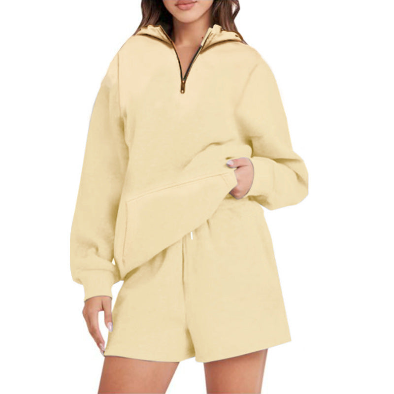 Women’s Casual Hoodie with Short Zipper and Practical Pockets Ivyshape