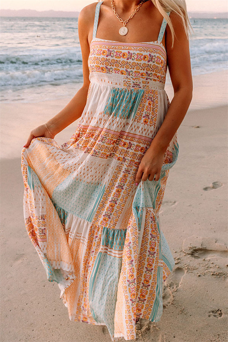 Ivyshape | Multicolored Summer Dress with Bohemian Print