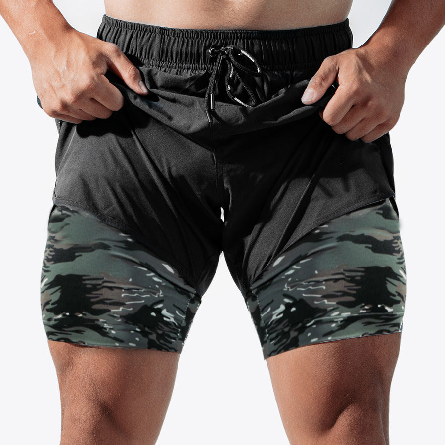 Men's Breathable Training Shorts with Integrated Compression Liner and Elastic Waistband Ivyshape