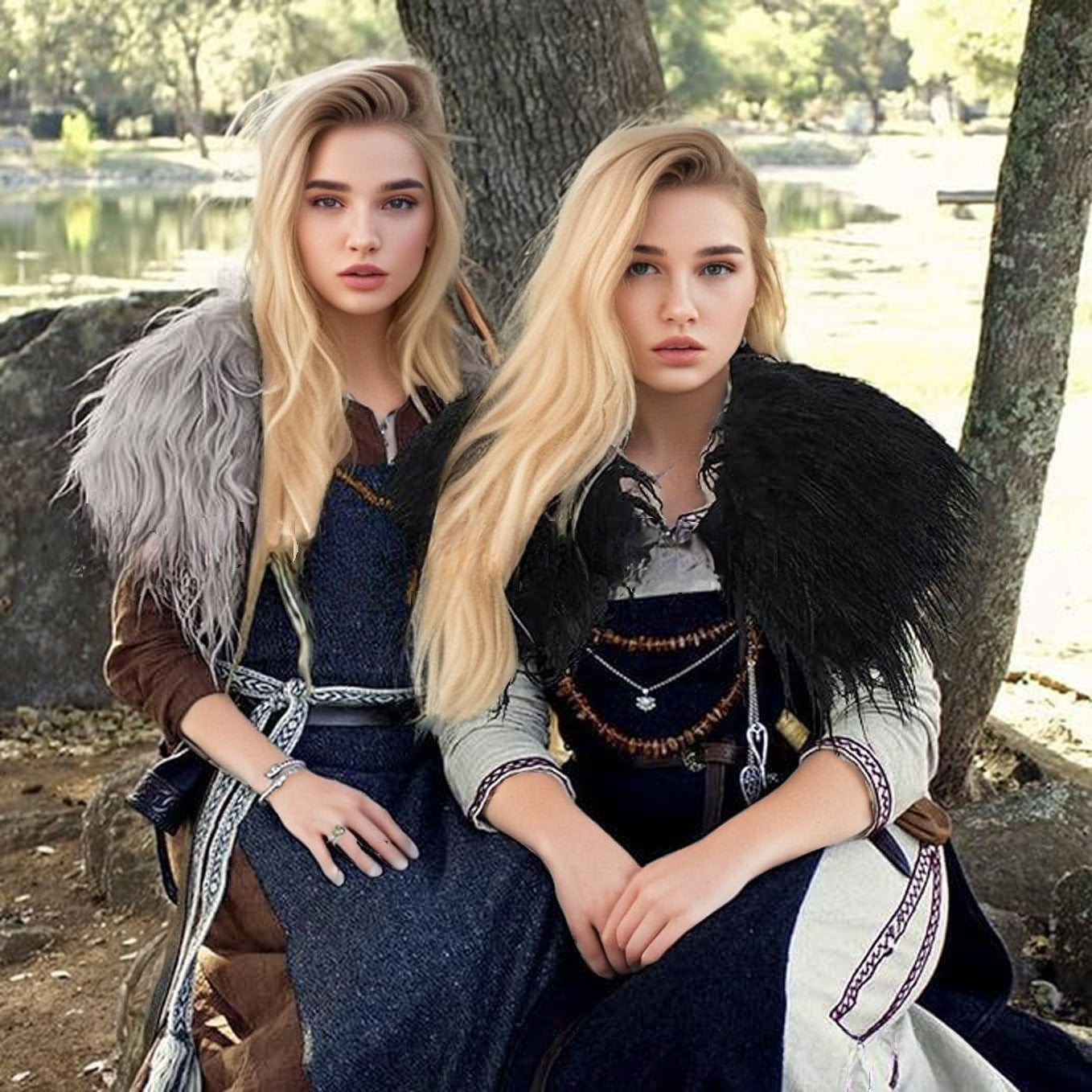 Women Elegant Faux Fur Collar with Elaborate Embellishments Ivyshape