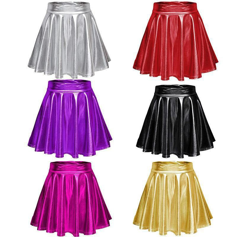 Ladies Shiny A-Line Skirt Ivyshape