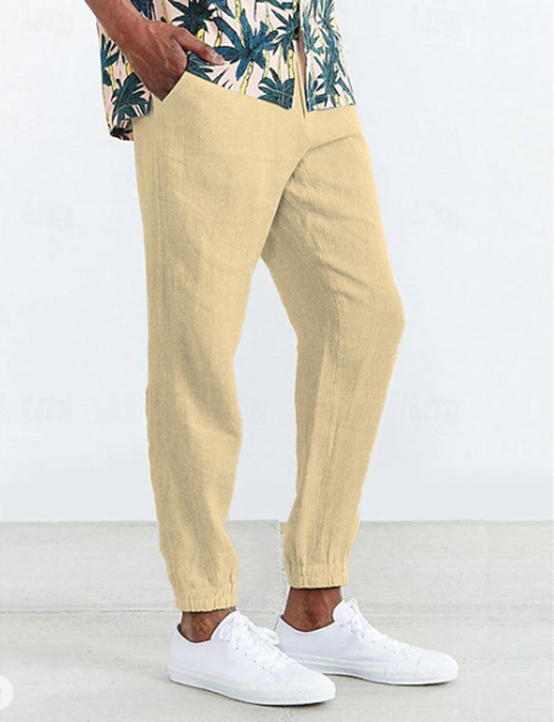 Men's Loose Chino Pants with Elastic Waistband and Side Pockets Ivyshape