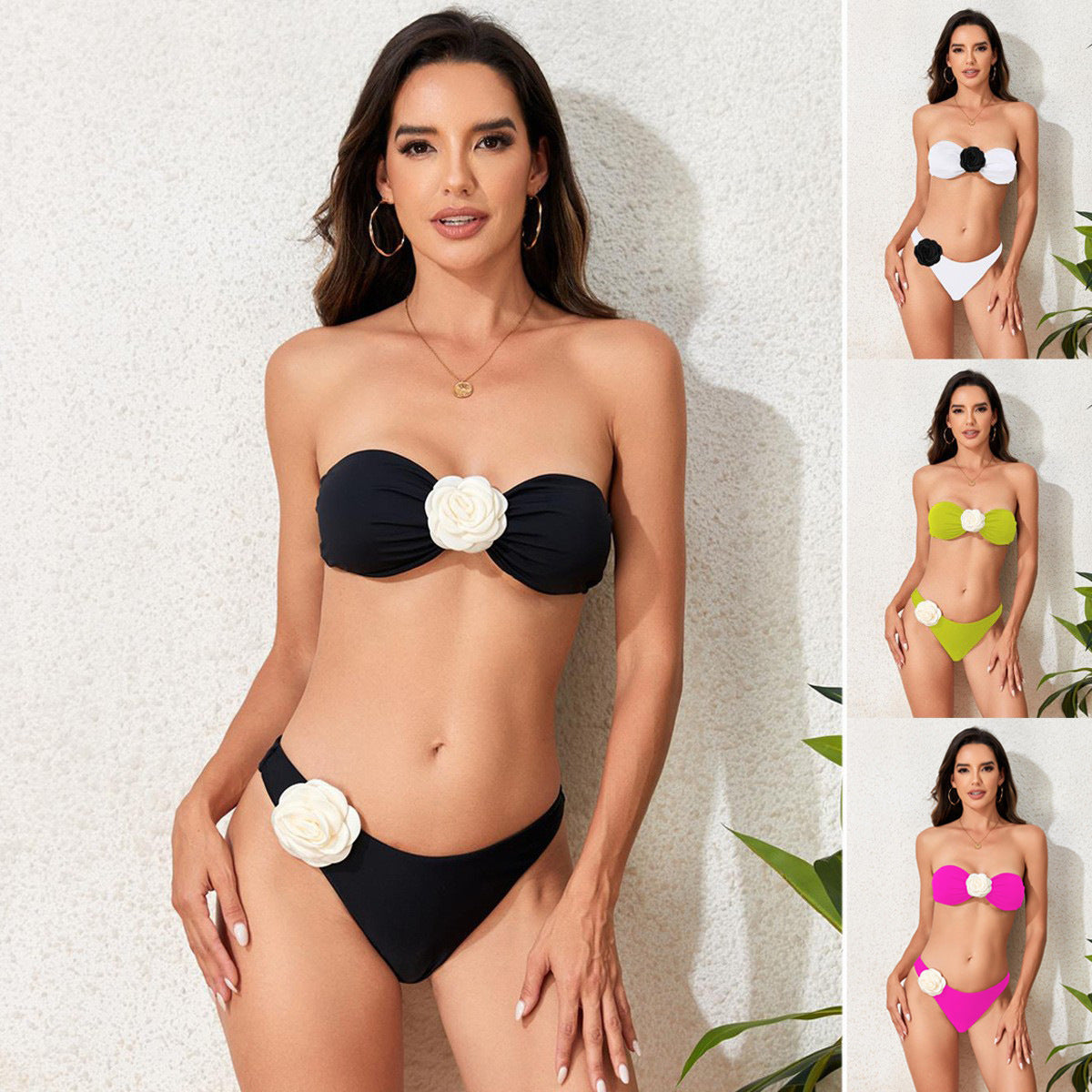 Women’s bikini set with elegant floral accent and high leg cut Ivyshape