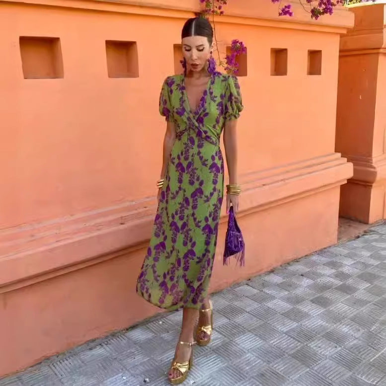 Women Floral Wrap Maxi Dress Ivyshape