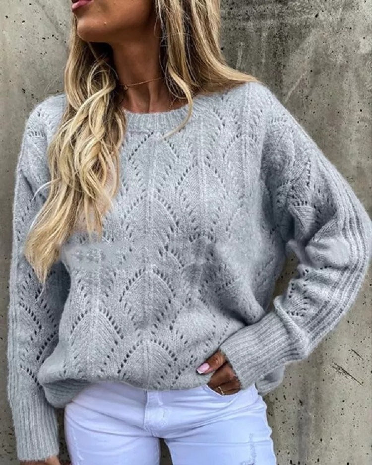 Women’s knit pullover with fine openwork pattern Ivyshape