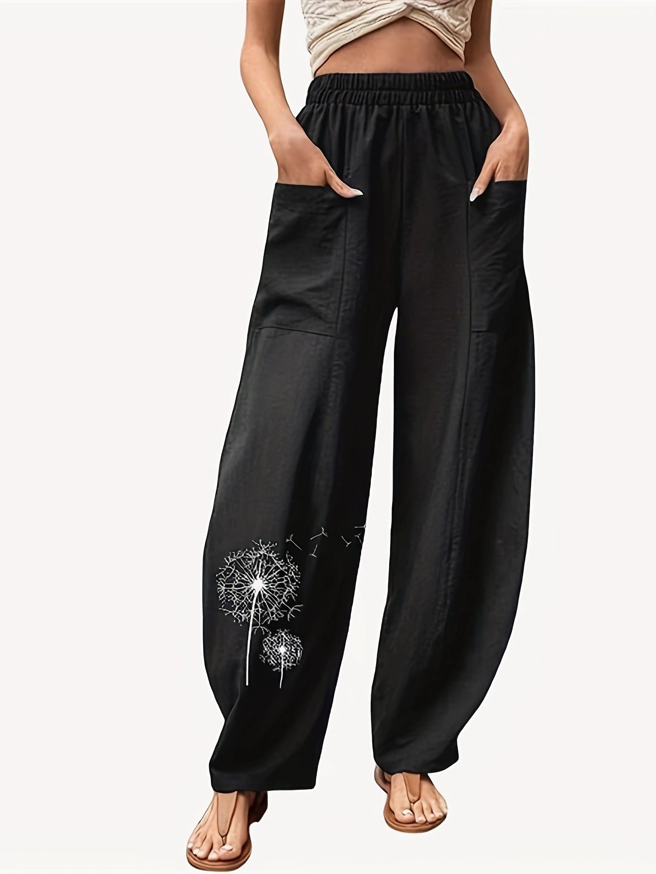 Women's wide cotton trousers with side pockets and dandy design Ivyshape