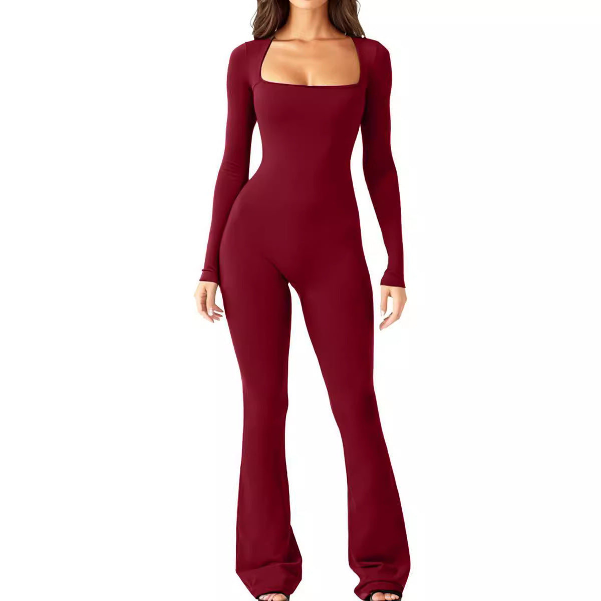 Women's jumpsuit with long sleeves and wide legs Ivyshape