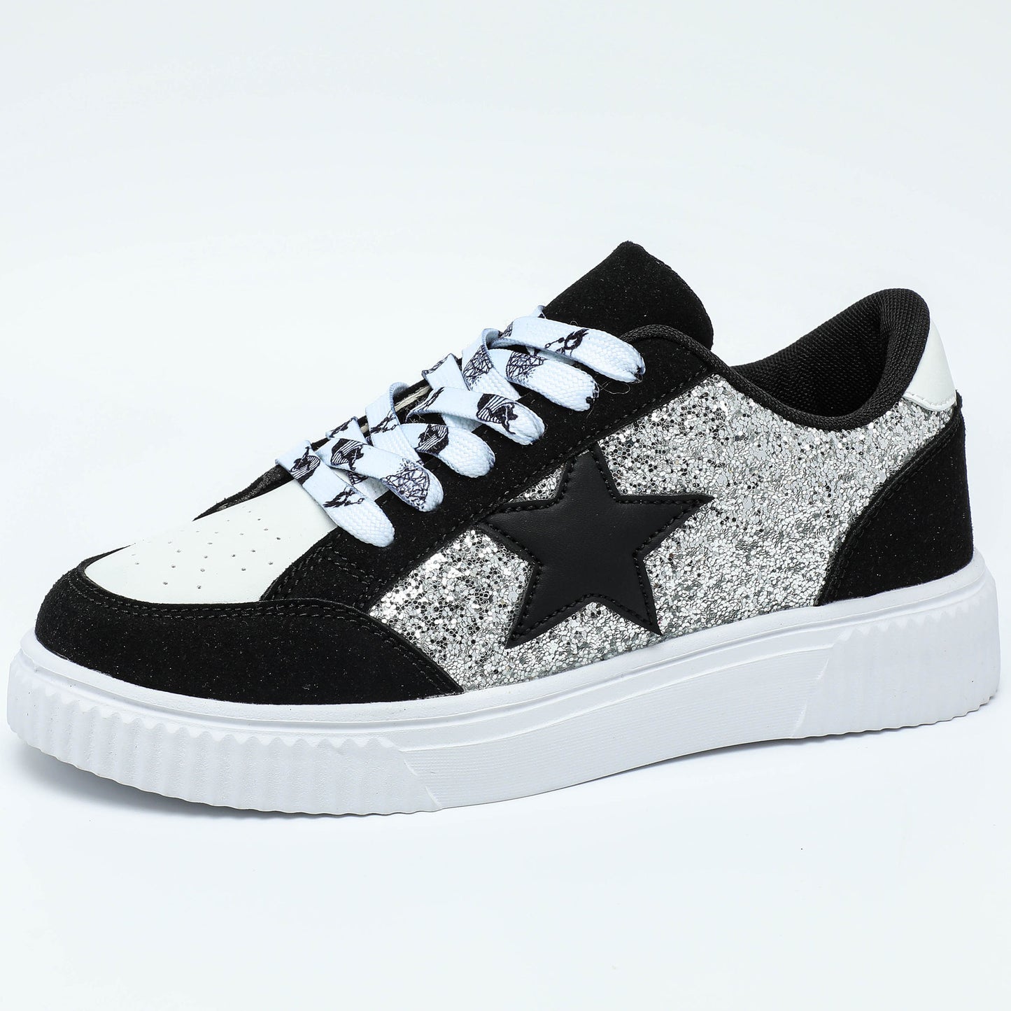 Women Sparkling Sneakers with Glittering Surface and Sporty Design Ivyshape
