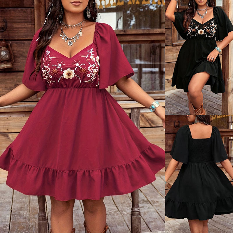 Women Embroidered Bohemian Mini Dress Ivyshape