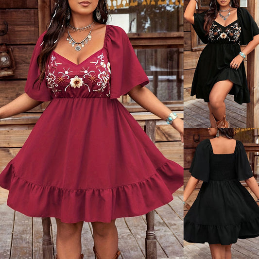 Women Embroidered Bohemian Mini Dress Ivyshape