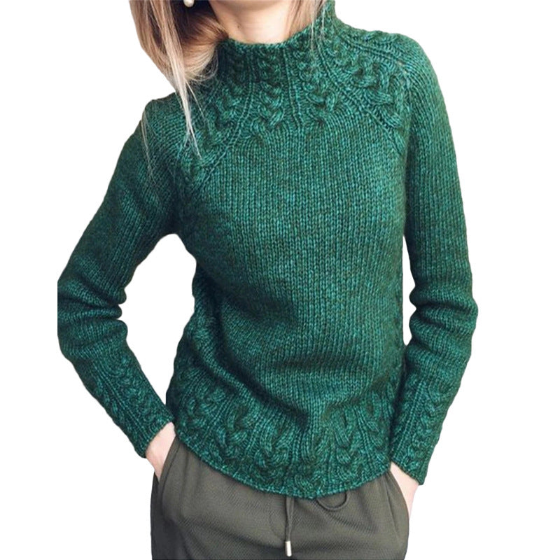 IvyShape | Solid Color Twisted Pattern Knit Sweater for Women