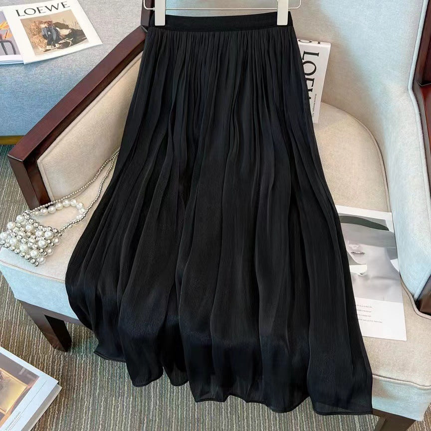 Women's Airy Pleated Skirt Made of Fine Chiffon Ivyshape