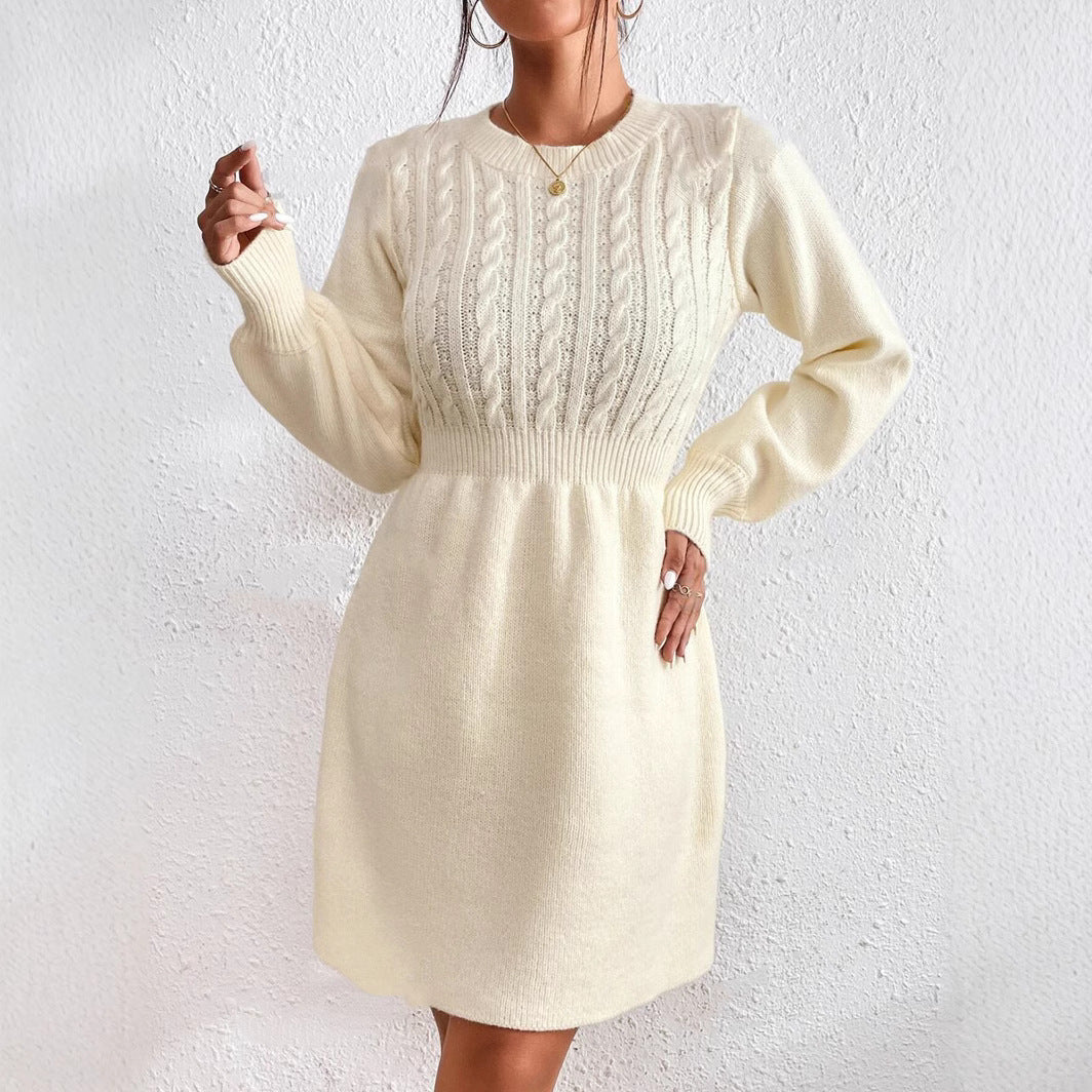 IvyShape | Round Neck Cable Knit Base Layer Dress