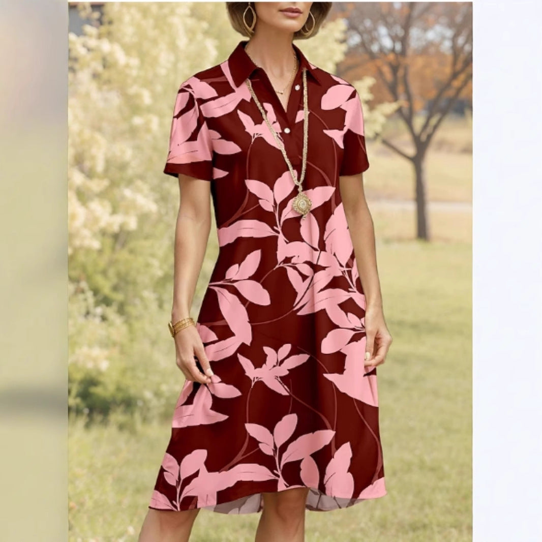 Ladies polo dress with floral design and comfortable cut Ivyshape