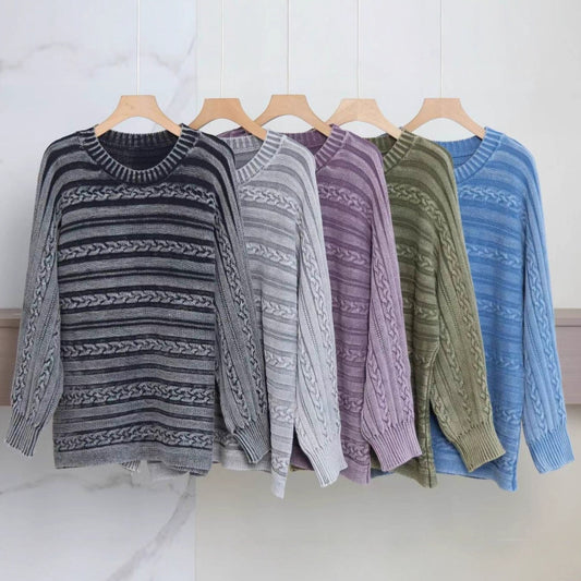 Women Fashionable Knit Sweater with Textured Pattern and Loose Fit Ivyshape