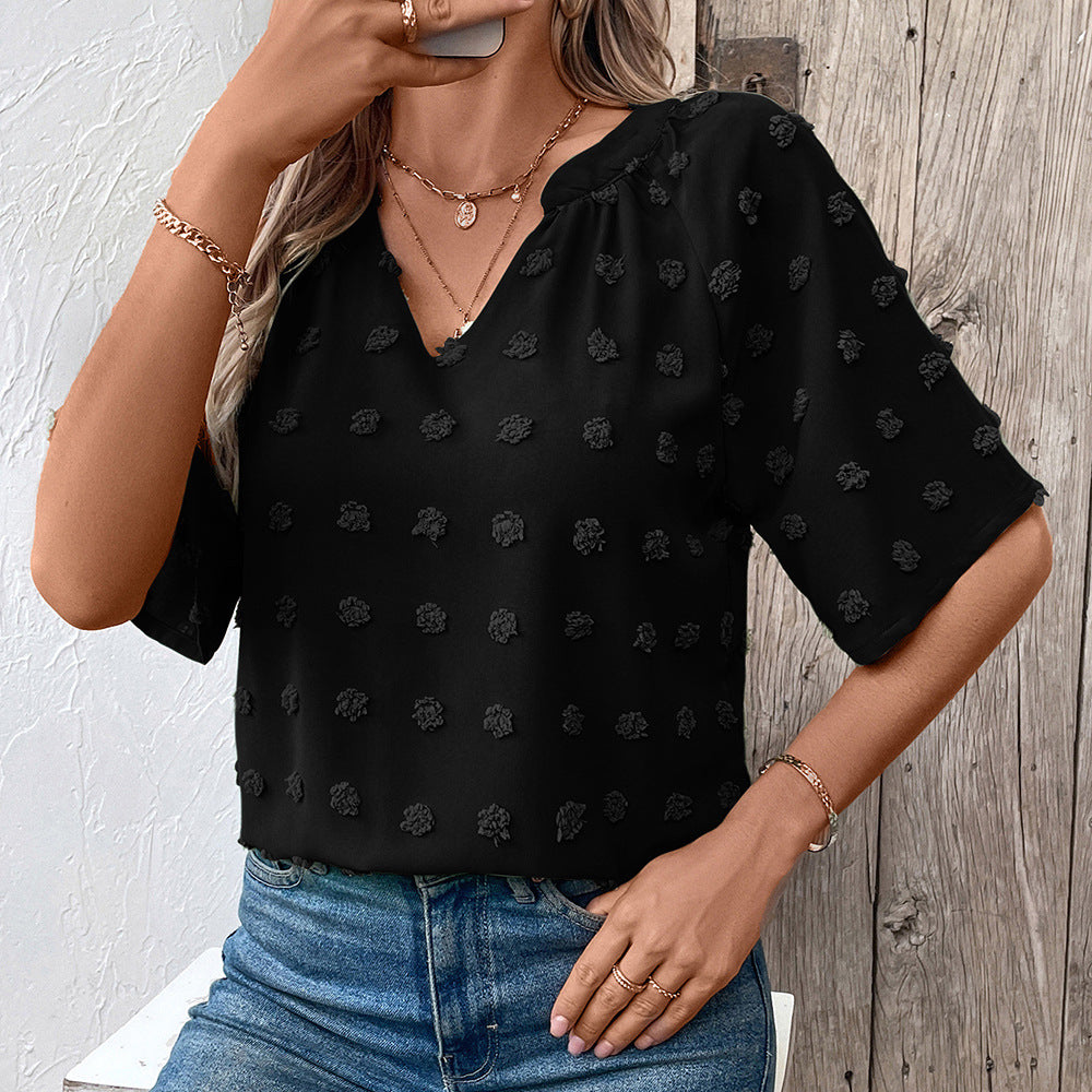 Women elegant top with textured floral pattern Ivyshape