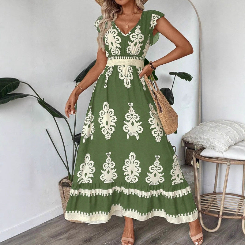 Women Bohemian Maxi Dress with A-Line Silhouette Ivyshape