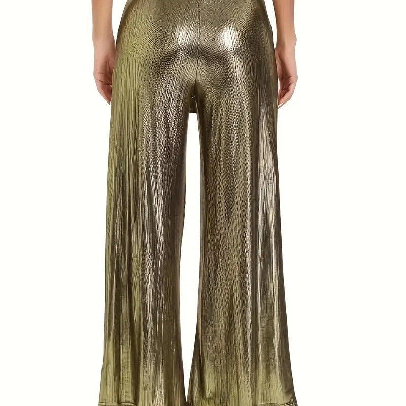 Ladies elegant pleated trousers with glossy finish Ivyshape